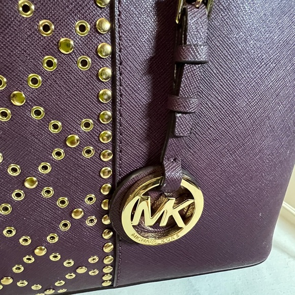 Michael Kors Purple Studded Tote Bag - Picture 2 of 9